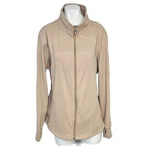 Buff Bunny Women's Cross Open Back Zip Up Jacket Sweater  Size XXXL Tan